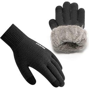 Wool Winter Gloves Unisex Fleece lined Knit Gloves with Fingers Insulated Gloves